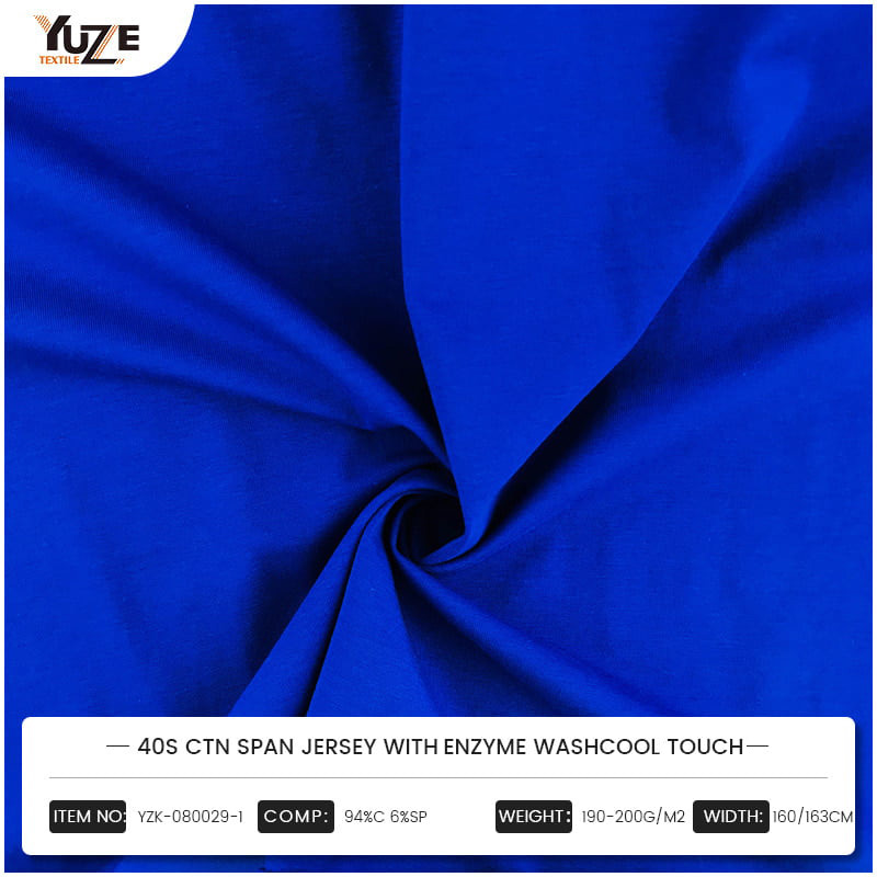 YZK-080029-1 40S CTN SPAN JERSEY WITHENZYME Washcool Touch